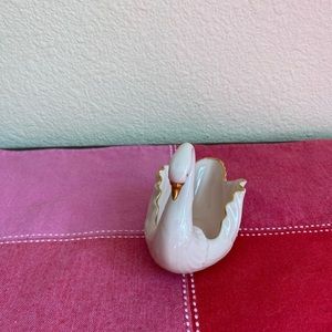Pink vintage Lenox swan trinket dish